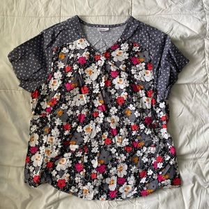 Classy flowered scrub top